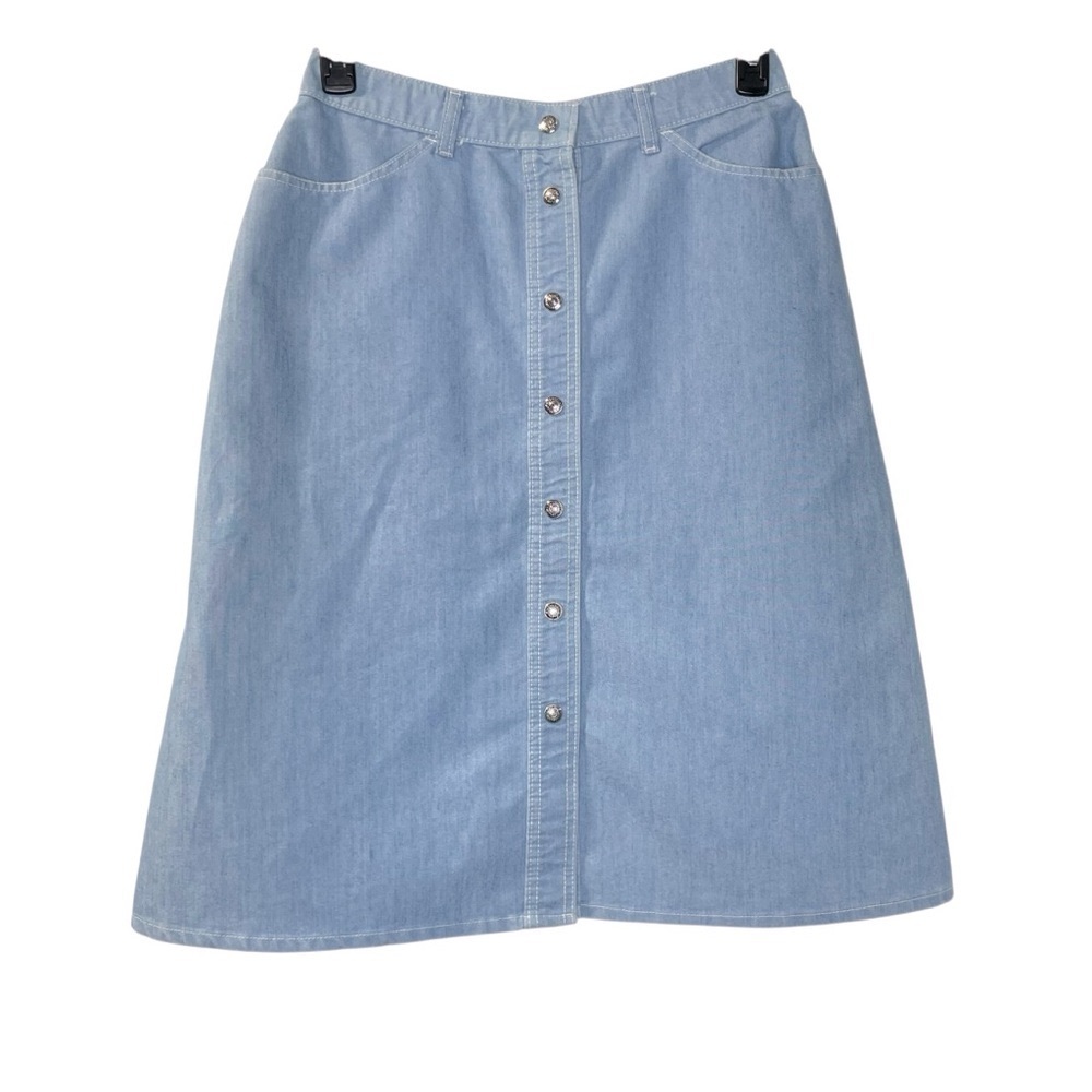 VTG 1970's Levi's white Tab| A Line Denim Skirt| snap Button| size 28 - Picture 2 of 10